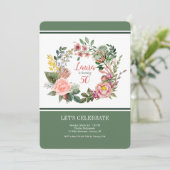 Victoriaanse krans bloemenuitnodiging kaart (Staand voorkant)