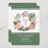 Victoriaanse krans bloemenuitnodiging kaart (Voorkant / Achterkant)