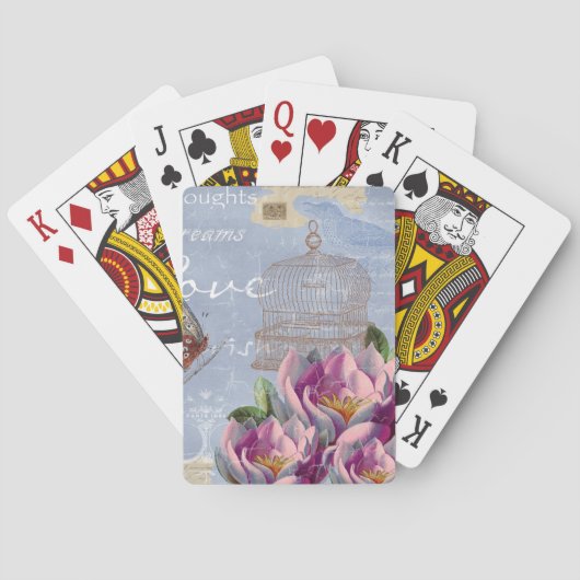 Victoriaanse liefdesgedachten Dromen Vlinder Vogel Pokerkaarten (Achterkant)