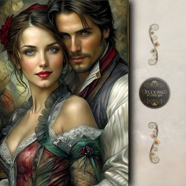 Victoriaanse Liefhebbers Portret Romantische Decou Tissuepapier