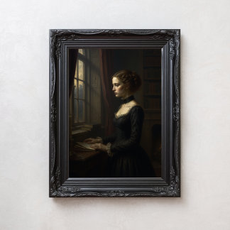 Victoriaanse Literaire Donkere Academie Vrouw Port Foto Afdruk