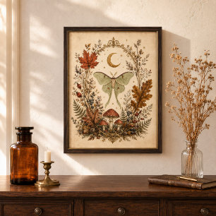 Victoriaanse Maansvlinder Botanische Hekserige Muu Poster