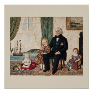 Victoriaanse marinekapitein-familie Haifa-baai Perfect Poster