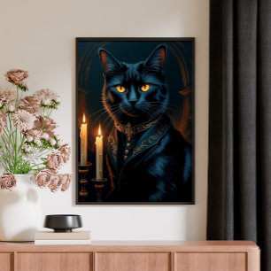Victoriaanse Middeleeuwse Zwarte Kat Galerij Kunst Poster