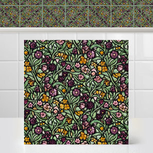 Victoriaanse Millefleur Winding Bloem Glas-in-Lood Tegeltje