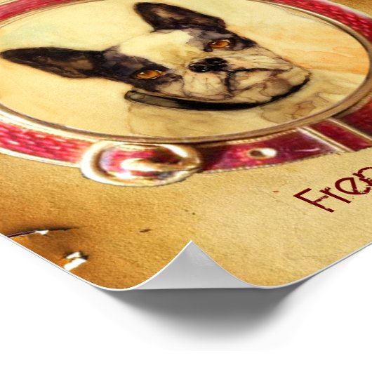 VICTORIAANSE MINIATUUR HONDENPORTRETTEN Franse Bul Poster (Hoek)