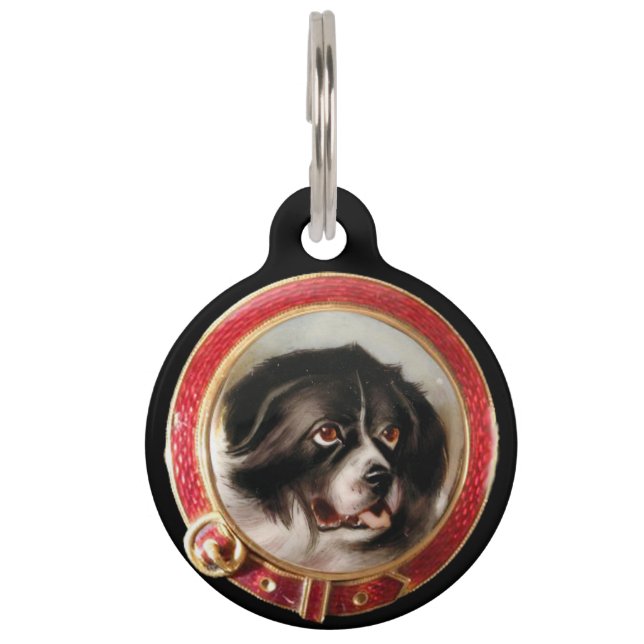 VICTORIAANSE MINIATUUR HONDENPORTRETTEN Newfoundla Huisdierpenning (Voorkant)