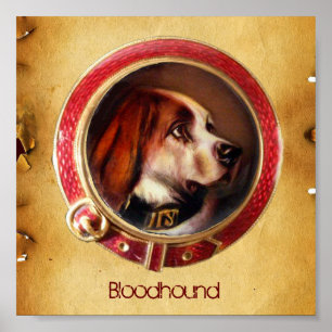VICTORIAANSE MINIATUURHONDENPORTRETTEN Bloodhound Poster