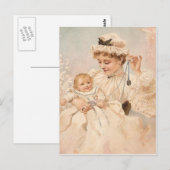 Victoriaanse moeder met kind Moederdagkaart Briefkaart (Voorkant / Achterkant)