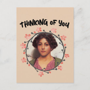 Victoriaanse mooie dame die aan je denkt ansichtka briefkaart