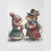 Victoriaanse Muizen Koppel Kerst Cadeaus Decoupage Tissuepapier (Voorkant)