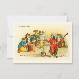Victoriaanse Muzikale Kerstkattenband Louis Wain Kaart