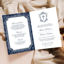 Victoriaanse Navy Blauwe Katholieke QR Code Huweli