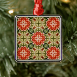 Victoriaanse Oranje Bloesems en Sterren Metalen Ornament