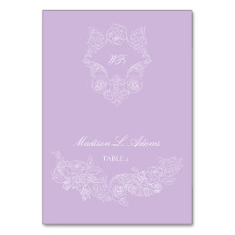 Victoriaanse paarse crest elegante opvouwbare naam kaart