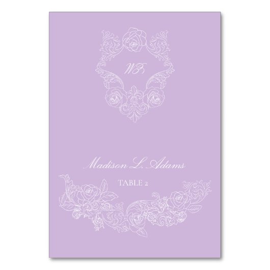 Victoriaanse paarse crest elegante opvouwbare naam kaart (Voorkant)