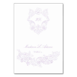 Victoriaanse Paarse Kam Naamkaart Elegant Opvouwba Kaart
