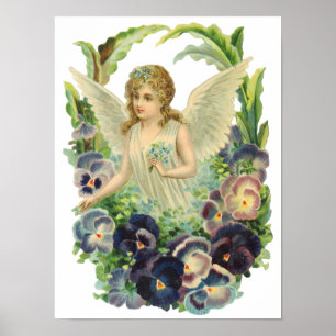 Victoriaanse paashaas met paarse viooltjesbloemen poster