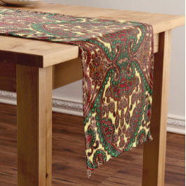 Victoriaanse paisley patroon elegant rood groen go korte tafelloper