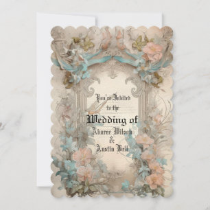 Victoriaanse Pastel Roze Blauwe Bloemen Kaart