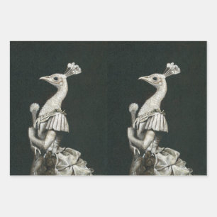 Victoriaanse pauwen dame inpakpapier set vel