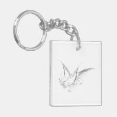 Victoriaanse Penwerk Calligrafische Duif Sleutelhanger (Voorkant Links)