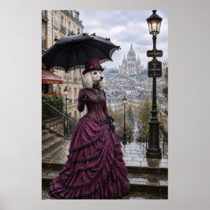 Victoriaanse Poedel Dame bij Sacré-Cœur – Parijse  Poster