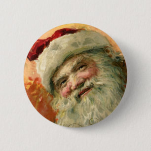 Victoriaanse portret van kerstman, vintage kerstfe ronde button 5,7 cm