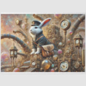Victoriaanse Postkonijn Steampunk Decoupage Tissuepapier (Voorkant)
