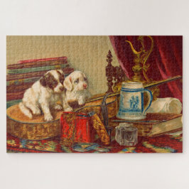 Victoriaanse puppy honden print legpuzzel