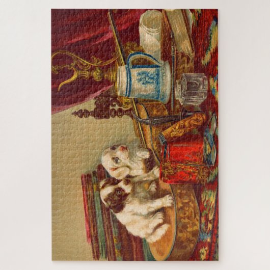 Victoriaanse puppy honden print legpuzzel (Verticaal)