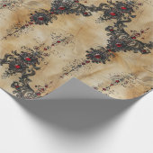 Victoriaanse Robijn Kant Gotische Patroon (5) Cadeaupapier (Hoek)
