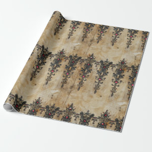Victoriaanse Robijnen Kant Gotische Patroon (3) Cadeaupapier