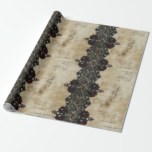 Victoriaanse Robijnen Kant Gotische Patroon (4) Cadeaupapier