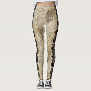 Victoriaanse Robijnen Kant Gotische Patroon (5) Leggings