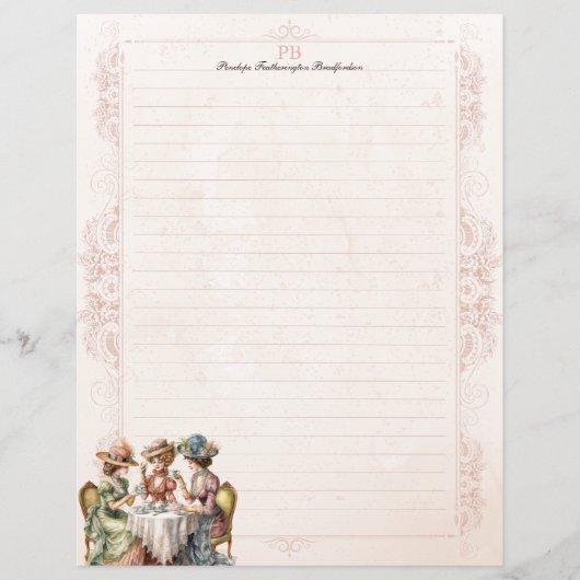 Victoriaanse roddelende meisjes monogram gelinieer (Voorkant)