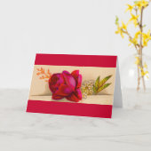 Victoriaanse rode roos kaart (Gele Bloem)