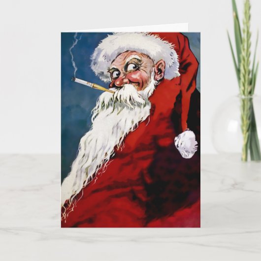 Victoriaanse Rokkende Kerstman Kerstmis Feestdagen Kaart (Voorkant)