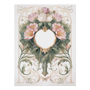 Victoriaanse romantische bloemige achtergrond perfect poster