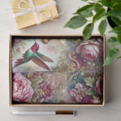 Victoriaanse romantische roze roos kolibrie decoup tissuepapier (Geschenk)
