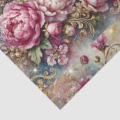 Victoriaanse romantische roze roos kolibrie decoup tissuepapier (Detail)
