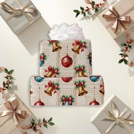 Victoriaanse Rood Blauwe Versiering Cadeaupapier