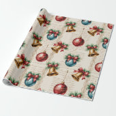 Victoriaanse Rood Blauwe Versiering Cadeaupapier (Uitgerold)