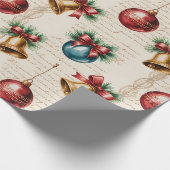Victoriaanse Rood Blauwe Versiering Cadeaupapier (Hoek)