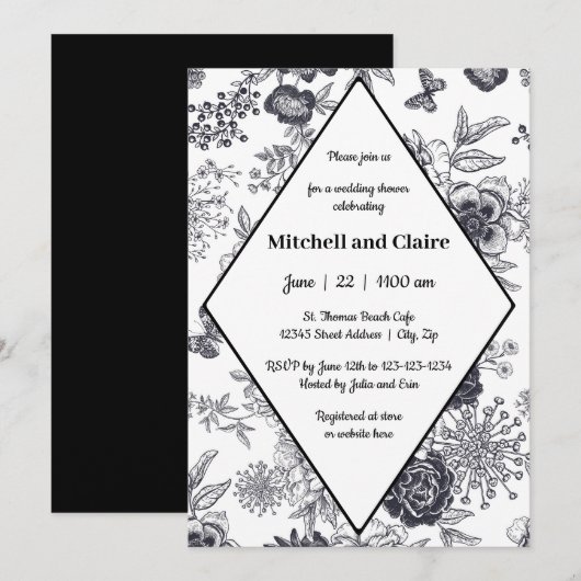 Victoriaanse Roos - Bruiloftsfeest Kaart (Voorkant / Achterkant)
