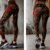 Victoriaanse Roos Manuscript Romantische Bloem Mod Leggings