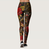 Victoriaanse Roos Manuscript Romantische Bloem Mod Leggings (Achterkant)