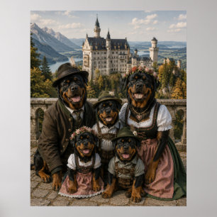 Victoriaanse Rottweiler-familie bij kasteel Neusch Poster