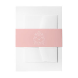 Victoriaanse Roze Crest Monogram Huwelijk Uitnodigingen Wikkel