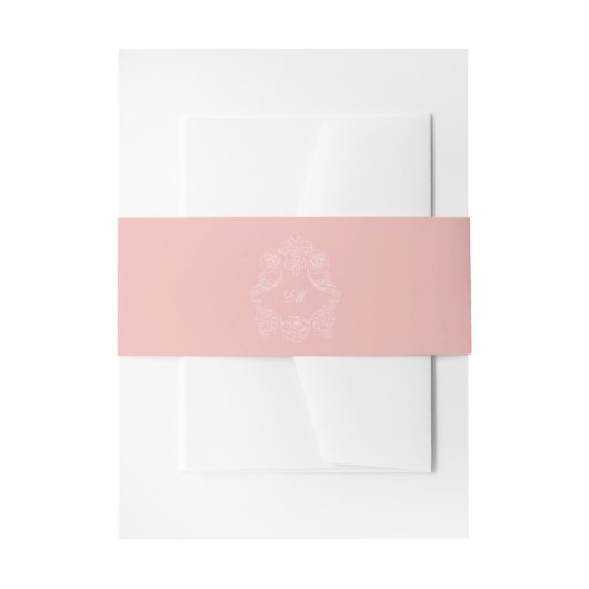 Victoriaanse Roze Crest Monogram Huwelijk Uitnodigingen Wikkel (Voorkant Voorbeeld)
